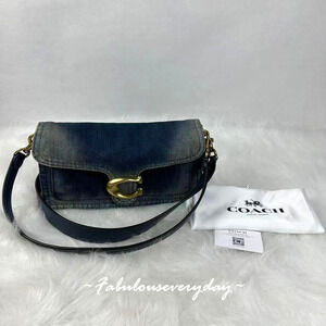 COACH Tabby Regenerative Cotton Denim Shoulder Bag 26 Brass/Dark Indigo CCX32